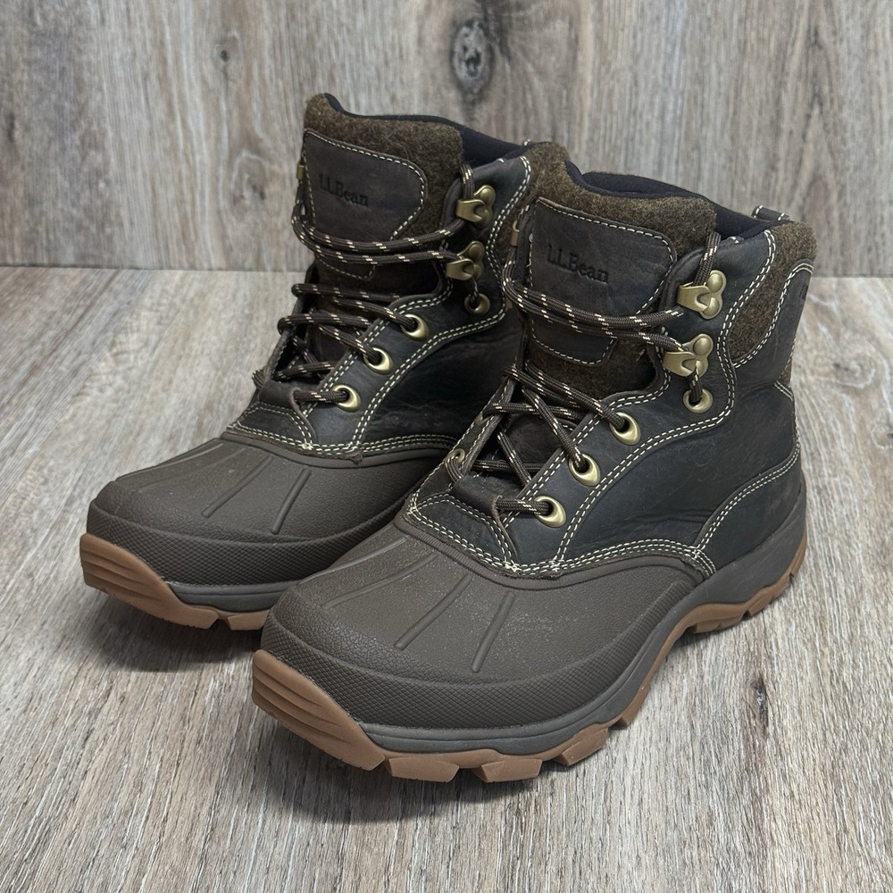 LL Bean Storm Chaser Boots Womens 9 Leather Waterproof Arctic Grip Cold Weather